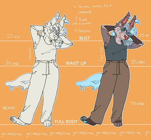 Commssion Sheet (Examples: Full Body Linework &amp; Flat Color)